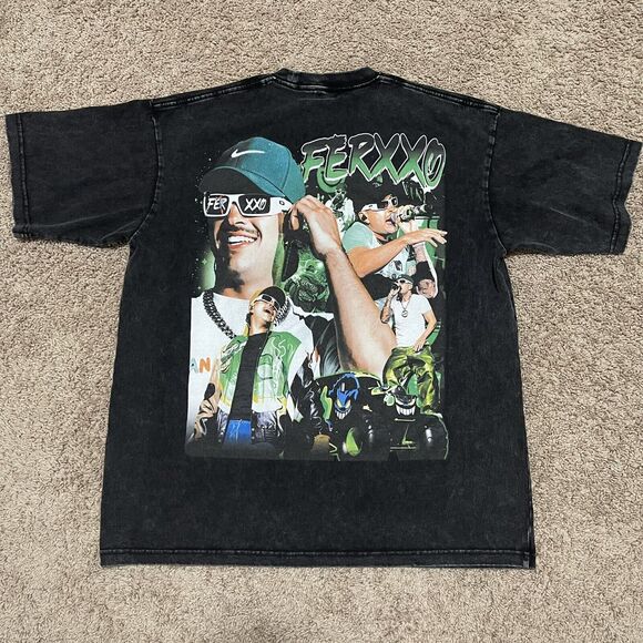 Fied Shirt Mens Large Black Feliz Cumpleanos Ferxxo Faded Columbian Hip Hop - Picture 5 of 9